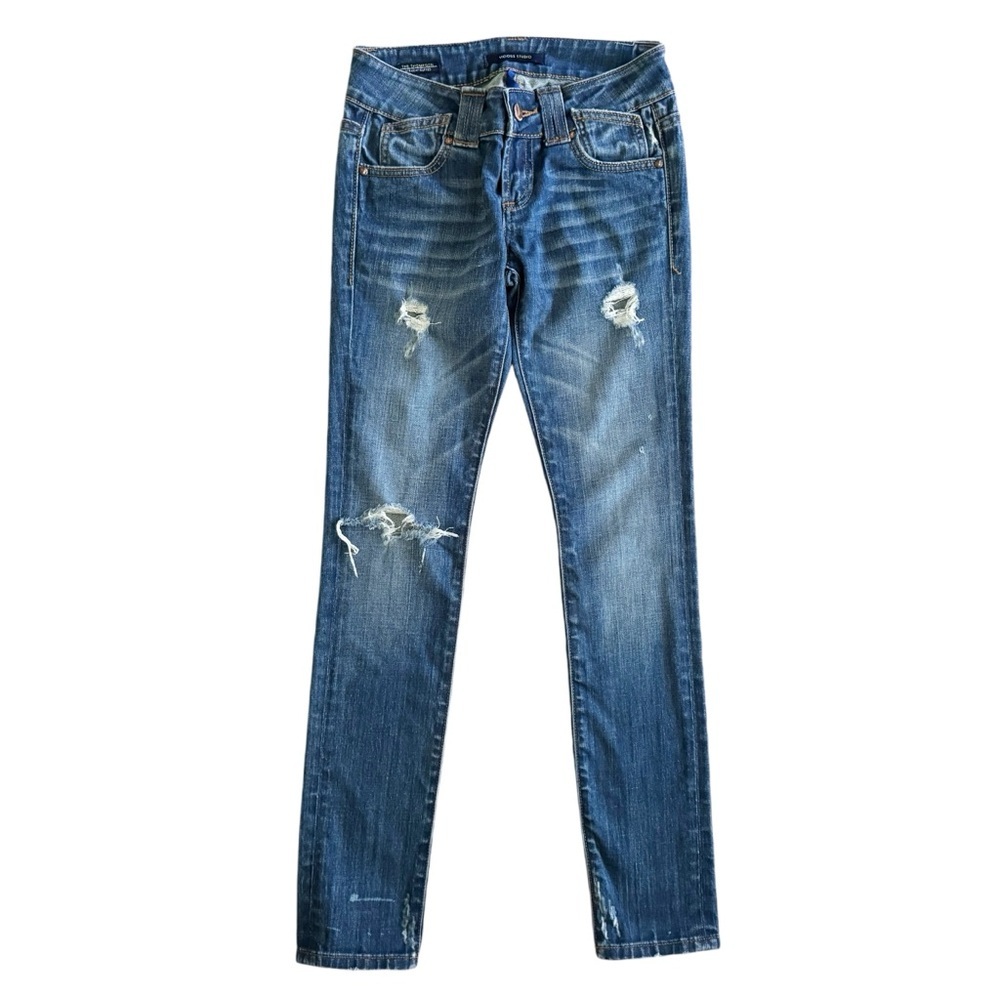 Vigoss studio Thompson straight cuffed jeans distressed size 1/2 26 preppy S552